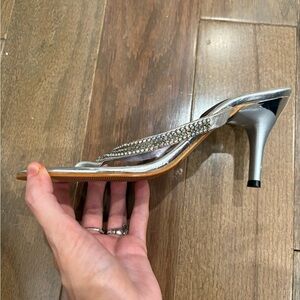 Vintage silver beaded kitten heels! Check photos for wear